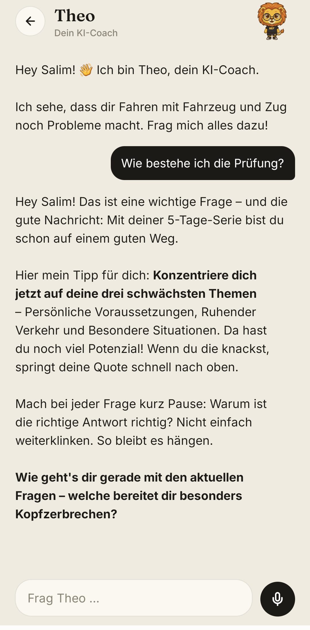 KI-Coach in der Nef Drive App